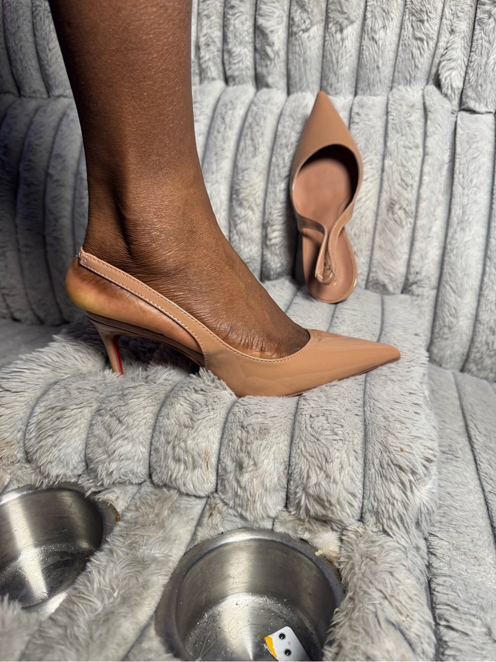 Sleek Nude Pointed-Toe Slingback Heels